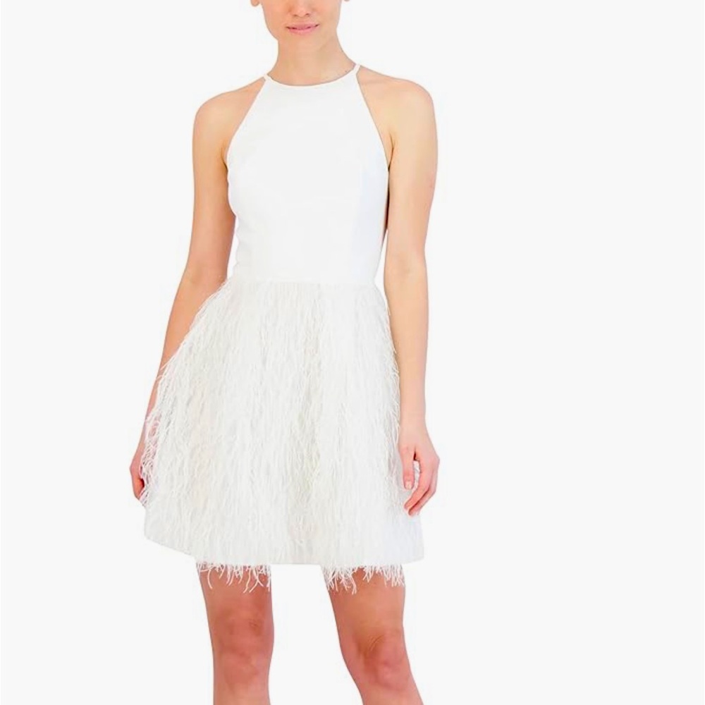 BCBG SHORT FEATHERED PARTY DRESS NWT